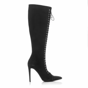 Women`s Heeled Boots CARLO FABIANI-64721-AW18 черен велур