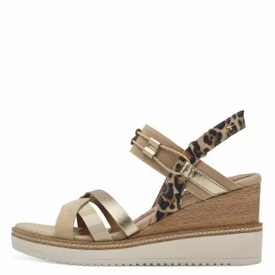 Women`s Sandals On Platform TAMARIS-1-28357-44-445 TAN COMB