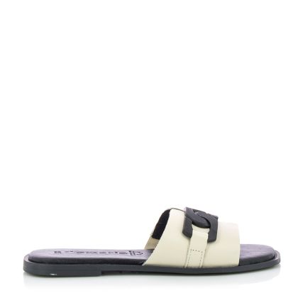 Women`s Flat Slippers TAMARIS-1-1-27131-20 407  IVORY LEA/BLK