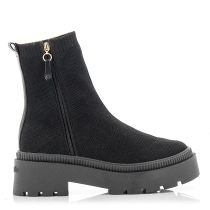 Women`s Flat Ankle Boots PETITE JOLIE-PJ6792 KNIT/J-LASTIC  BLACK/SOLA BLACK