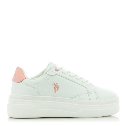 Women`s Sneakers U.S. POLO-CHERRY001W/BY3 -WHITE-PINK