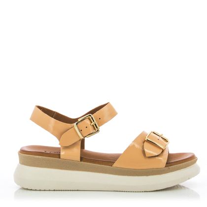 Women`s Sandals On Platform CARLO FABIANI-030-139-2579 TANCA CAMEL PAT.