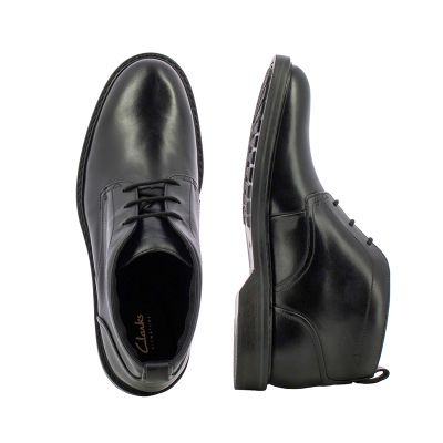 Мъжки Ежедневни Боти CLARKS-26179683 ALDWIN CHUKKA BLACK LEATHER