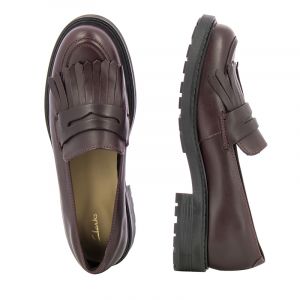 Дамски мокасини CLARKS - 26161657 Orinoco2Loafer Burgundy Leather