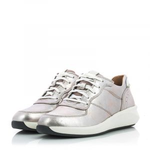 Дамски сникърс CLARKS - 26163236 Un Rio Sprint Platinum Metallic Leather