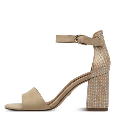 Woman`s Heeled Sandals TAMARIS-1-28356-42-445 TAN COMB