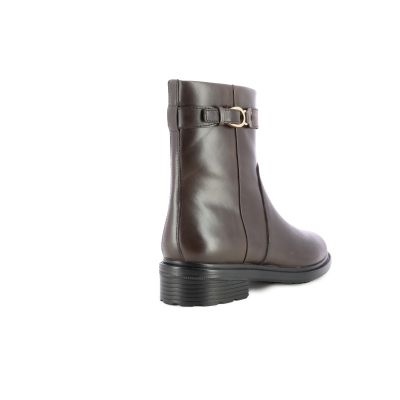 Women`s Flat Ankle Boots GEOX-D56TGA D WALK PLEASURE DK COFFEE