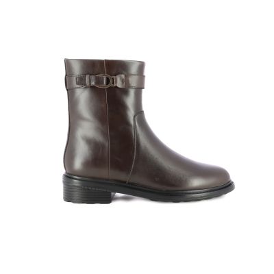 Women`s Flat Ankle Boots GEOX-D56TGA D WALK PLEASURE DK COFFEE