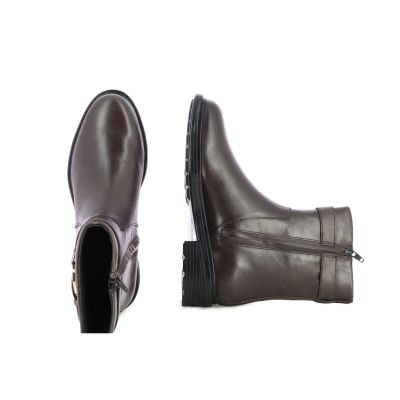 Women`s Flat Ankle Boots GEOX-D56TGA D WALK PLEASURE DK COFFEE