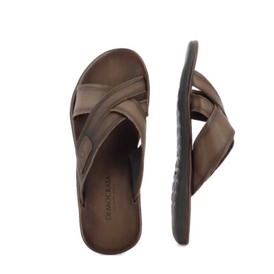 Мъжки Ежедневни Чехли DEMOCRATA - 015142-002 ZION DK BROWN