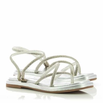 Дамски Равни Сандали ONAKO - 237  ALL MEATLIC SILVER