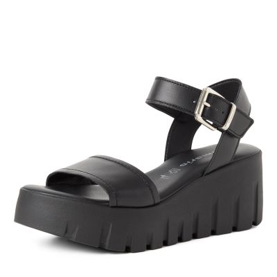 Дамски Сандали На Платформа TAMARIS - 1-28712-42-003 BLACK LEATHER