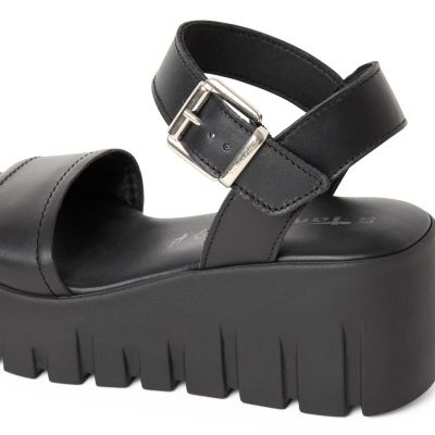 Дамски Сандали На Платформа TAMARIS - 1-28712-42-003 BLACK LEATHER