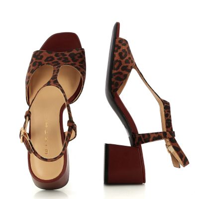 Дамски Сандали На Ток WIRTH - 265 PISA LEOPARD BROWN